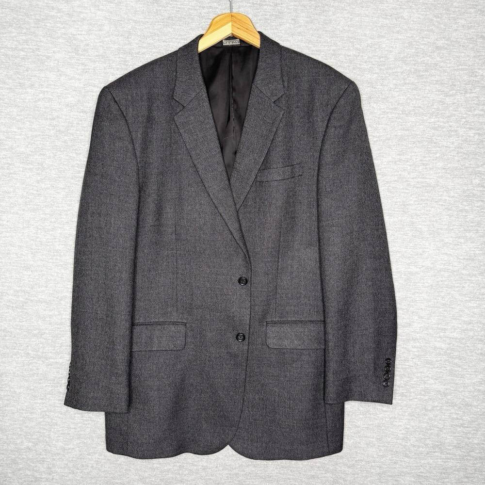 Joseph Jos‎ A Bank Blazer Jacket 44L Men Gray 100% Wool Travelers Collection